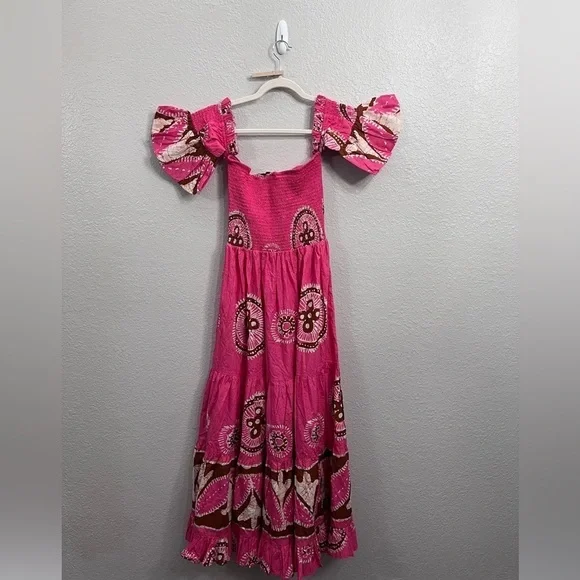 Anthropologie Love The Label Paisley Off the Shoulder Maxi Dress Pink size XS - Picture 7 of 13
